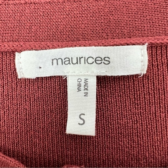 MAURICES Women’s Pullover Sweater Sz Small Rust Color Stretch Decorative Neck - Picture 4 of 7